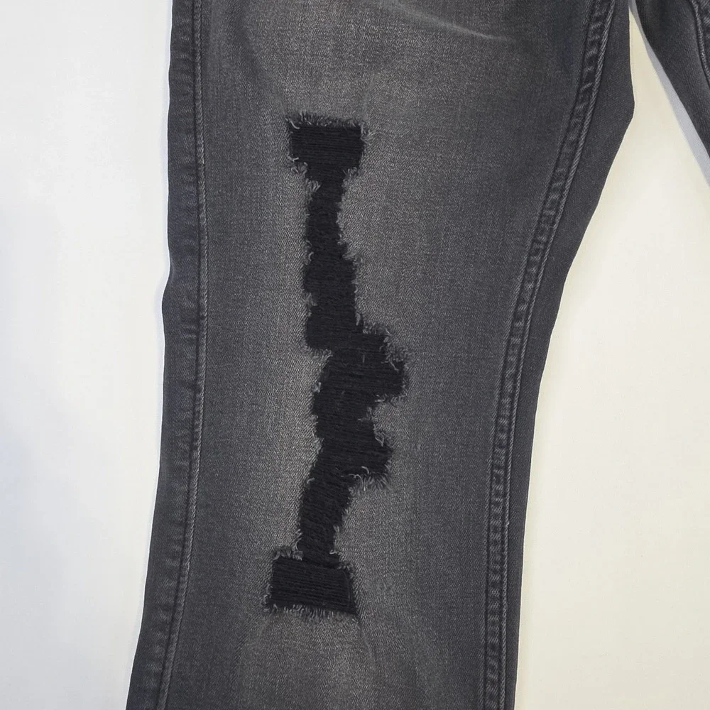 Hollister Skinny Jeans Mens 30x30 Black Distressed Faded Stretch Denim